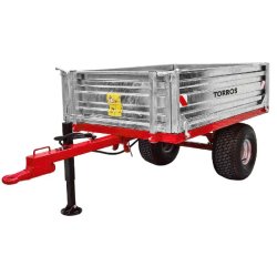 Remorque simple essieu 1000 kg pour Micro-Tracteur - Benne galvanisée basculante hydraulique - 1600 x 1100 x 400 mm - Attelage anneau ø50 mm Torros AHRT100H