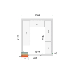 Chambre froide positive (LxPxH) 1800 x 2100 x 2200 mm TEFCOLD CRPF1821