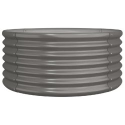 Helloshop26 - Jardinière ronde de jardin acier galvanisé extérieure 80 x 80 x 36 cm très robuste finition mate en acier gris 02_0046558 - gris aci
