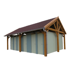 Sanitaires publics extérieurs KALYSSE - Chalet en sapin rouge traité autoclave avec toiture à deux pentes et équipements modulables