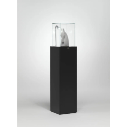 Vitrine muséographique colonne TA/30VA - noir - dimensions 30x30x126 cm avec spot LED intégré et cloche vitrée