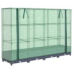 Helloshop26 - Jardinière bac lit surélevé plantes fleurs terrasse jardin surélevée avec housse aspect rotin 160 x 40 x 123 cm Blue 02_0038748 - 3