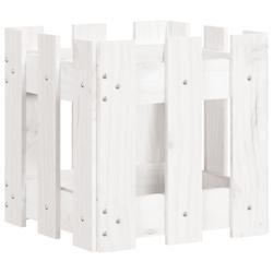 Helloshop26 - Jardinière bac lit surélevé plantes fleurs terrasse jardin avec design de clôture 30 x 30 x 30 cm pin massif blanc 02_0038091 - blan