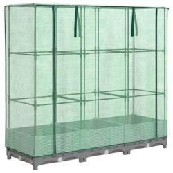 Helloshop26 - Jardinière bac lit surélevé plantes fleurs terrasse jardin surélevée avec housse aspect rotin 120 x 40 x 123 cm gris 02_0038736 - g