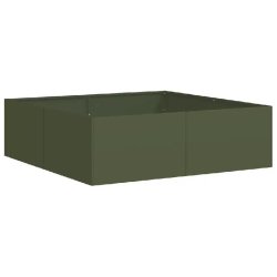 Helloshop26 - Jardinière élégante pour jardin terrasse 100 x 100 x 30 cm fond ouvert robuste en acier laminé à froid vert olive 02_0051591 02_005