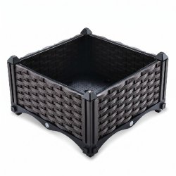 IvoQ Bac potager modulaire 40 × 40 × 22 cm – Jardinière carrée avec réserve d'eau et drainage – Noir – Pour balcon, terrasse et jardin - no