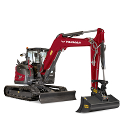 Midi-pelle zéro déport arrière ViO82 YANMAR - Stabilité optimale et force de levage exceptionnelle pour environnements urbains exigus