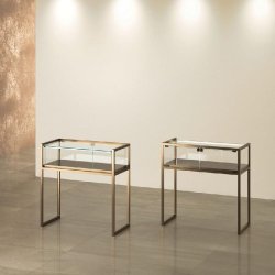Vitrine T-Métal table 95x45xH95cm 1 bande LED - bronze
