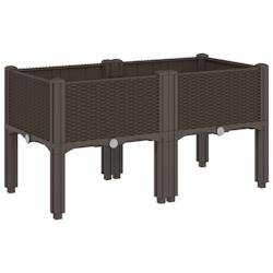 Helloshop26 - Jardinière bac lit surélevé plantes fleurs terrasse jardin avec pieds 80 x 40 x 42 cm PP marron 02_0038170 - marron 3000214120140