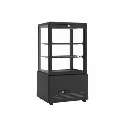 Equipementpro Vitrine Réfrigérée Panoramique 4 Faces Vitrées – 59 Litres - noir verre GB-59WD