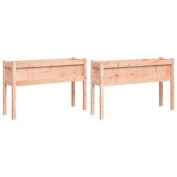 Helloshop26 - Jardinière bac lit surélevé plantes fleurs jardin terrasses lot de 2 avec pieds bois massif douglas marron 02_0039022 02_0039022 - ma