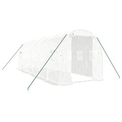 Helloshop26 - Serre tente abri plante fleur légumes avec cadre en acier 12 m² 6 x 2 x 2 m blanc 02_0044537 - blanc acier 3000220209853