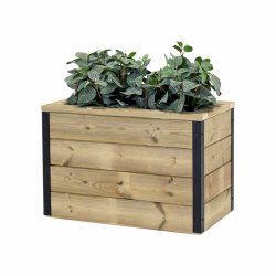 HORTALIA Jardinière en bois avec réserve d’eau Nidum 60 x 34 x 40 cm – Intérieur et extérieur - marron Bois massif N634AL