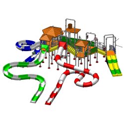 Structure de jeux aquatiques ARWAPS7 - 19x17m - Hauteur 9,6m - Toboggans 4,8m