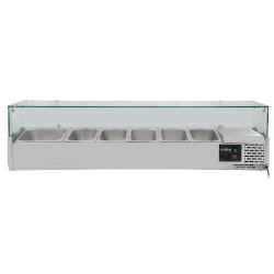 Vitrine réfrigérée EASYLINE avec couvercle en verre 7xGN1/3, 1600 x 395 mm - inox 11942