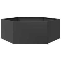 Helloshop26 - Jardinière bac lit surélevé plantes fleurs terrasse jardin hexagone 138 x 120 x 45 cm acier noir 02_0038638 - noir acier 3000217877577