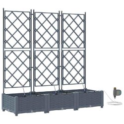 Helloshop26 - Lot de 3 cache-pots de jardin moderne 120 x 40 x 126 cm pratique avec irrigation en acier gris clair 02_0058596 - gris acier 30002406771