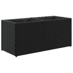 Helloshop26 - Jardinière bac lit surélevé plantes fleurs terrasse jardin avec 2 pots 72 x 30 x 32 cm résine tressée noir 02_0038082 - noir acier