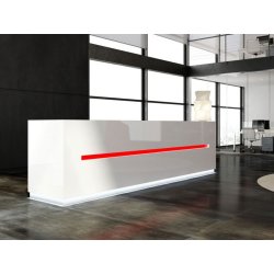 Banque d'accueil lumineuse droite SALVE - Design contemporain avec éclairage LED et finition bois laqué