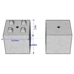 BB600x600x600 - Bloc béton empilable type Lego - Stock Bloc - Poids 0,480 t