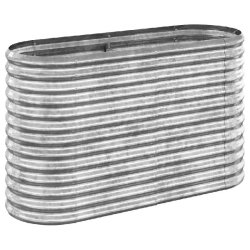 Helloshop26 - Lit surélevé de jardin ovale 114 x 40 x 68 cm résistant aux intempéries pour plantes en acier galvanisé argenté 02_0046565 - argen
