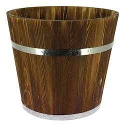 PROLINEA tonneau pin effet brule cerclage metal + faux fond ø45x40 - carton de 2 - marron Bois massif CLW-4480423