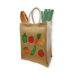 Sac de shopping pour le marché - jute naturel 260gsm - anses en coton bio - 46x35x20 cm