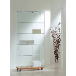 Vitrine armoire toute vitrée 8/18VA - cerisier - 4 tablettes amovibles - portes vitrées avec serrure - base en bois