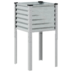 Helloshop26 - Jardinière bac lit surélevé plantes fleurs terrasse jardin 45 x 45 x 88 cm acier galvanisé Argent 02_0037617 - acier 3000213908954