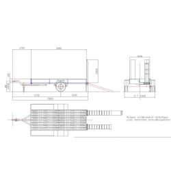 Remorque 1 essieu central à plateau fixe surbaissé - Porte engins type R1CFS4 - PTC 4T5