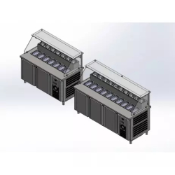 Vitrine de présentation - 2000 mm (refroidissement par ventilateur) Avec espace pompe à sauce - Référence : MCF.BSS.60.SOS