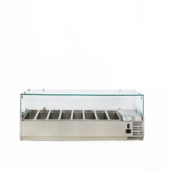 Vitrine réfrigérée avec verre. Capacité 8xGN1/3. Dimensions (LxPxH) 180x38x43,5 cm. ForCold by FIMAR Modèle G-VRX1800-380 - 227