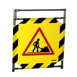 Barrière d'intervention 1 panneau PVC ou Inox 304 - H. 1 000 ou 1 800 mm, polyester velcro - Attention / 1800 / PVC