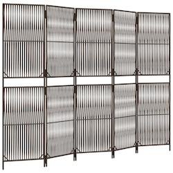 Décoshop26 - Paravent séparateur de pièce cloison 5 panneaux en résine tressée et acier marron DEC031006 - marron 3000258238634