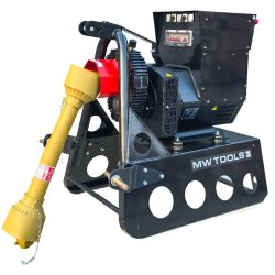 Groupe électrogène agricole 40 kW (50 kVA) pour tracteur dès 80 ch - 230 V et 400 V - Régulateur AVR - Cardan et attelage trois points MW Tools PTG400