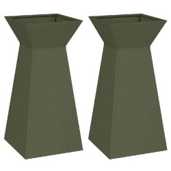 Helloshop26 - Lot de 2 jardinières à pilier design contemporain extérieur 35 x 35 x 73 cm en matière durable olive 02_0052403 - 3000237400298