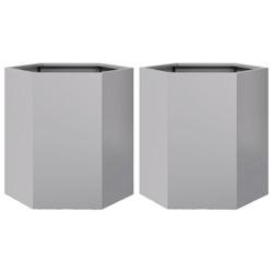 Helloshop26 - Jardinière bac lit surélevé plantes fleurs jardin terrasses lot de 2 hexagonee 46 x 40 x 45 cm acier galvanisé Argent 02_0039076 - a