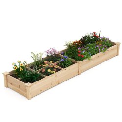 Helloshop26 - Jardinière surélevée 2 bacs 228 x 62 x 25 cm pour culture de légumes et fleurs style naturel en bois de sapin 20_0017863 - Bois mass