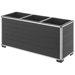 Jardinière WPC anthracite 79x27x35,5 cm - Gartenfreude 4450-2006-001 avec insert étanche et bords en aluminium