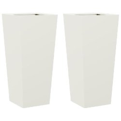 Helloshop26 - Jardinière bac lit surélevé plantes fleurs jardin terrasses lot de 2 35 x 35 x 75 cm acier blanc 02_0038940 - blanc acier 3000217980604