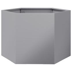 Helloshop26 - Jardinière bac lit surélevé plantes fleurs terrasse jardin hexagone 69 x 60 x 45 cm acier galvanisé Argent 02_0038652 - acier 300021