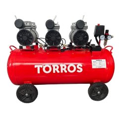 Compresseur silencieux sans huile cuve 100 L 2,2 kW / 3 Ch 420 L/min 10 bar 63 dB(A) 230V Torros TC1004810MS