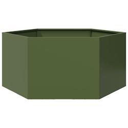 Helloshop26 - Jardinière bac lit surélevé plantes fleurs terrasse jardin olive hexagone 104 x 90 x 45 cm acier vert 02_0038708 - vert acier 3000217