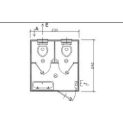 Bungalow de chantier SS2 - sanitaire aménagé avec 2 WC et 1 lavabo