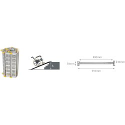 Rampe pour handicapé en aluminium - largeur 910mm - pente de 5% - surface antidérapante