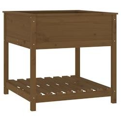 Helloshop26 - Jardinière bac lit surélevé plantes fleurs terrasse jardin avec étagère 82,5 x 82,5 x 81 cm bois de pin marron 02_0038408 - marron
