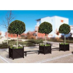 Jardinière - Bacs à Palmier "Province" avec banquette en acier - 1000 x 500 x 750 mm - 5 pommeaux au choix