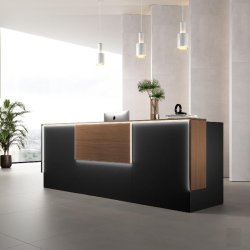 Banque d'accueil Ega - Design et fonctionnelle - Noir, 275, Non, noyer-MN02