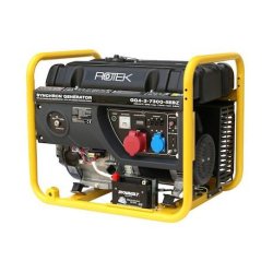Générateur à essence 400V 50Hz (triphasé), 7,3 kVA avec démarrage électrique et batterie de démarrage.