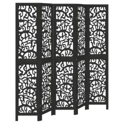 Décoshop26 - Paravent séparateur de pièce cloison 5 panneaux en bois de paulownia noir DEC031022 - noir 3000258245946